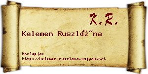 Kelemen Ruszlána névjegykártya
